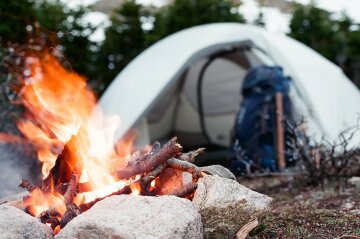 палатка, огонь, костер