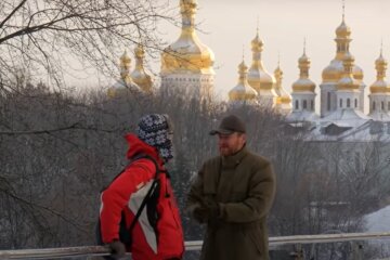 зима, люди, погода, Київ