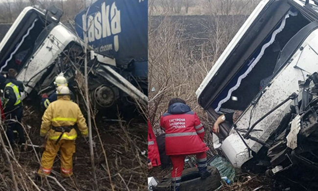 Вантажівки зіткнулися на дніпропетровській трасі: кадри масштабної аварії