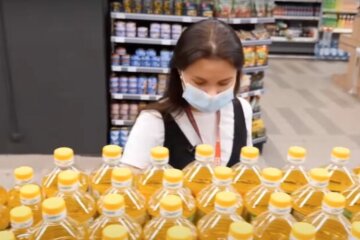 магазин, супермаркет, продукты, подсолнечное масло