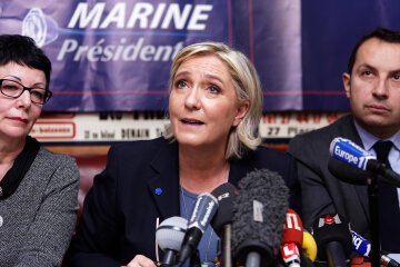 National Front Leader Marine Le Pen Campaigns In Lille