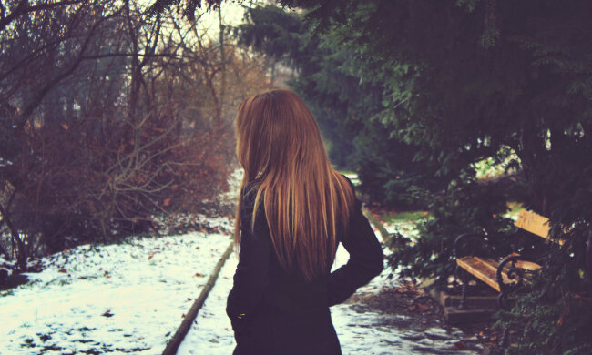 одиночество, женщина, осень, зима
