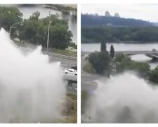 Милувалися 10-метровим "фонтаном": у Києві прорвало 60-річну трубу, відео