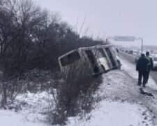 Лобове зіткнення: під Харковом автобус з людьми відкинуло в кювет, кадри з місця НП