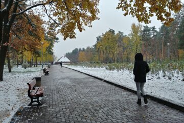 погода снег осень