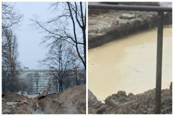 "Разрыли яму, но не засыпали": в Киеве коммунальщики случайно создали каньон , видео