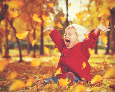 осень, ребенок, радость, счастье