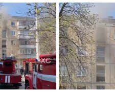 В харьковской высотке разгорелся сильный пожар, людей эвакуировали: кадры с места
