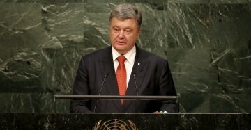 Petro Poroshenko, President of Ukraine addresses a plenary meeting of the United Nations Sustainable