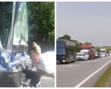 Пассажирский автобус попал в аварию на одесской трассе, кадры: "Въехал в грузовик"