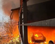 пожар, ракетный удар по Киеву