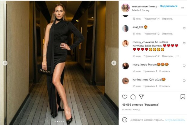 Эффект Джоли: Узерли из "Великолепного века" сразила фигурой в платье с высоким разрезом