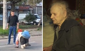 "Не відразу зрозумів, що це людина": безнога старенька змушена переповзати дорогу, щоб купити хліба, відео