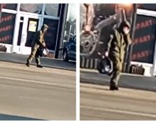 Российский военный с черным пакетом заблудился в Мелитополе, видео: "бродил по улице и..."