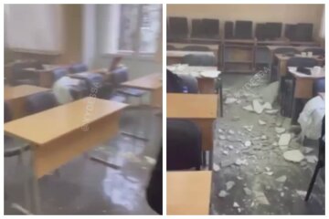 У школі Одеси стеля обрушилася на голови дітей під час уроку: відео НП