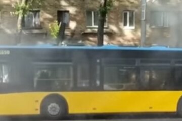 Тролейбус із пасажирами задимівся в Києві, кадри НП: "Встигли вчасно..."