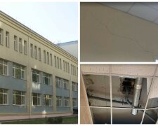 Грибок разъедает киевскую школу, в стенах образовались дыры и трещины: фото и видео