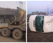 Микроавтобус набитый людьми перевернулся на трассе под Одессой, видео ДТП: "не разминулся с военной техникой"