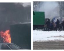 У Харкові водії сніжками гасили вантажівку, яка спалахнула: незвичайні кадри