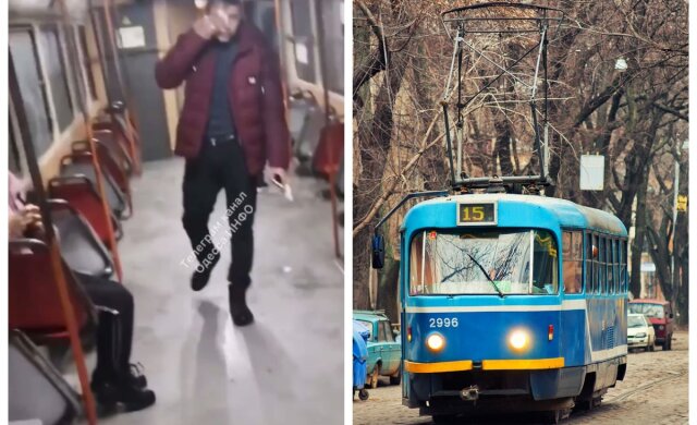 Неизвестные атаковали трамвай в центре Одессы, пострадал человек: видео
