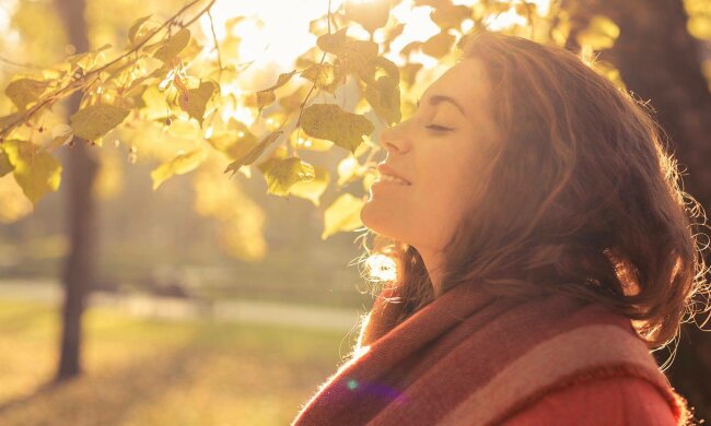 осень, женщина, счастье