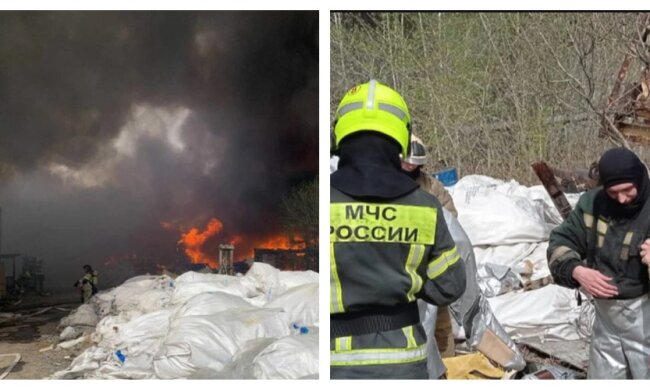 Вкрай серйозна пожежа спалахнула на складах у росії, є загроза вибуху: кадри з місця