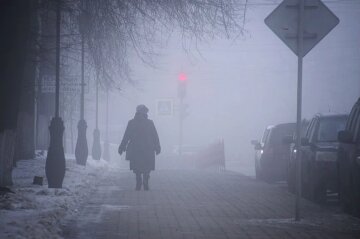 зима, туман