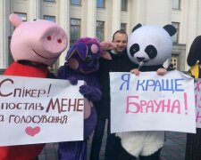 Аудитор для НАБУ: панды под Радой митингуют против  Найджела Брауна — фото