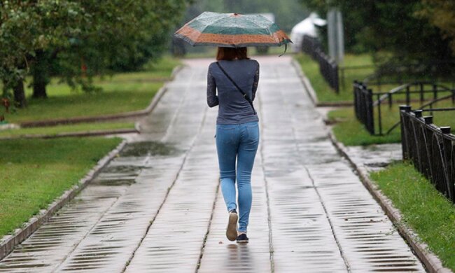 погода, дождь, зонт, девушка