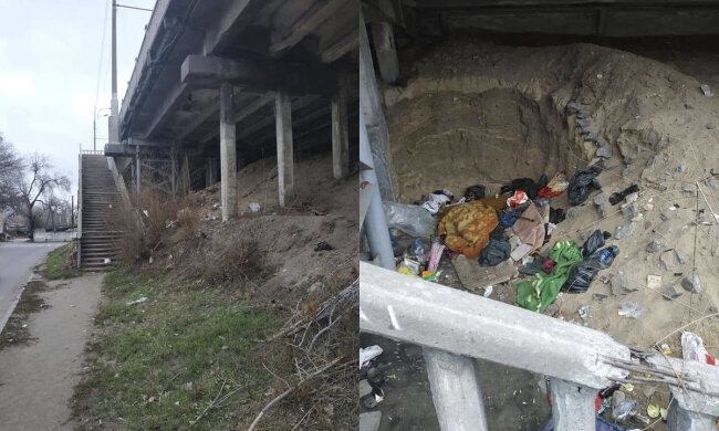 Жителі скаржаться на бездомних у Дніпрі, кадри: "оселилися під мостом"