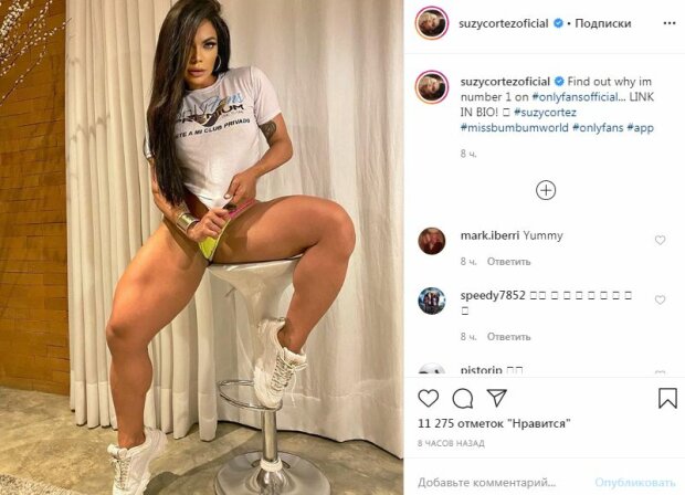Роскошная фитнес-модель Сьюзи Кортес оседлала стул и показала, на что способна: "Ого, как жарко"