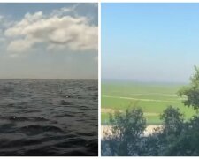 Каховское водохранилище до и после