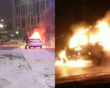 В Киеве авто вспыхнули прямо на ходу, кадры ЧП: "Движение транспорта ограничено"