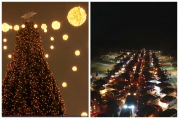 В Киеве водители создали новогоднюю елку, использовав 300 авто: фото необычной зимней красавицы