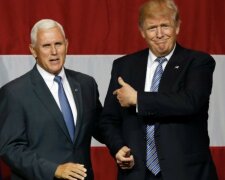 Indiana Gov. Mike Pence joins Republican presidential candidate Donald Trump at a rally in Westfield