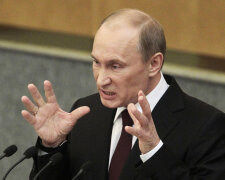 Russia’s Prime Minister Vladimir Putin addresses the parliament at Russian State Duma in Mosco