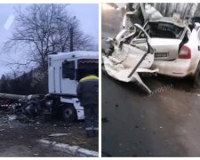 Люта ДТП в Одесі за участю вантажівки, відео: легковик розбитий в мотлох