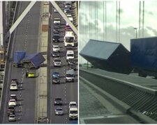У Шотландії на мосту вітер перекинув фуру – фото, відео