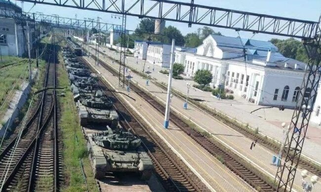 колонна техники рф, танки, война, армия рф