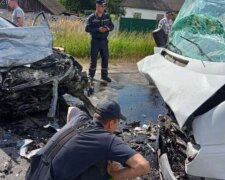 Легковик і маршрутка лоб в лоб зіткнулися на київській трасі: дев'ятеро людей постраждало