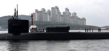 170425-N-WT427-001 BUSAN, Republic of Korea (April 24, 2017) The Ohio-class guided-missile submarine USS Michigan (SSGN 727) arrives in Busan for a regularly scheduled port visit while conducting routine patrols throughout  the Western Pacific. Michigan is the second submarine of the Ohio-class of ballistic missile submarines and guided missile submarines, and the third U.S. ship to bear the name. Michigan is home-ported in Bremerton, Wash. and is forwarded deployed from Guam.  (U.S. Navy photo by Mass Communication Specialist 2nd Class Jermaine Ralliford)