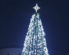 Первую новогоднюю елку в Украине установили в освобожденном городе, фото: "Знак нашей несокрушимости"