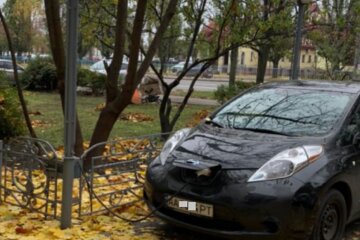 "В погоне за халявой все методы хороши": киевлянин подзарядил электромобиль от уличного фонаря, фото