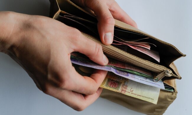 деньги, гривны, кошелек