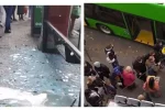 В центре Харькова троллейбус влетел в остановку: кадры происходящего