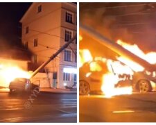 В Одессе иномарка на бешеной скорости влетала в столб и взорвалась: видео ЧП