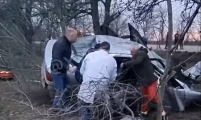 Трагическое ДТП на Одесчине, видео последствий: "слетел с дороги и напоролся на дерево"