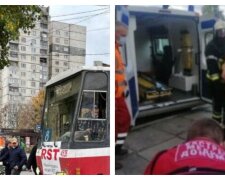 Трамвай наехал на пешехода в Харькове, фото с места: медики делают все возможное
