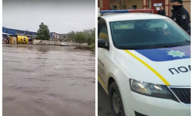 Новий потоп в Одесі: на відео показали, як патрульні викупали пішохода