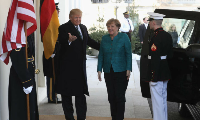 German Chancellor Angela Merkel Arrives To White House For Visit With President Trump
